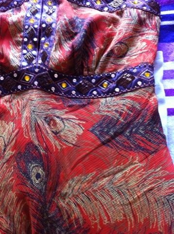 Designer Halterneck Peacock Dress Size 12