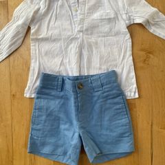Linen shorts and shirt age 2-3 Neck and Neck