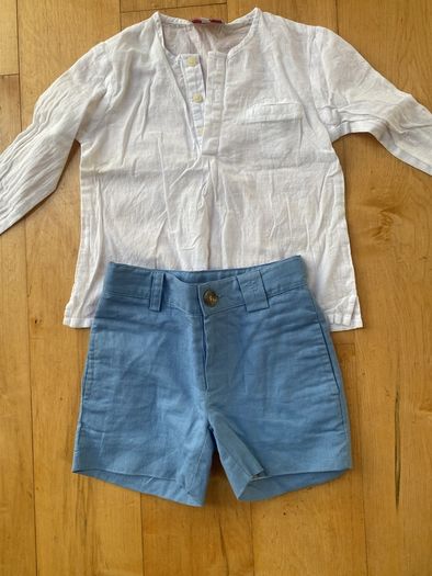 Linen shorts and shirt age 2-3 Neck and Neck