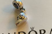 Pandora Charm it's a baby boy bootie with Gold and blue CZ