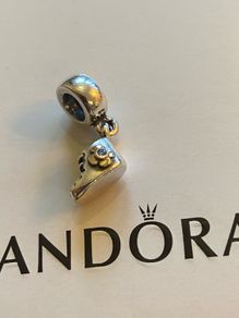 Pandora Charm it's a baby boy bootie with Gold and blue CZ