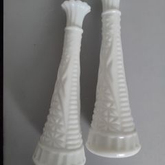 Pair of Vases - Milk Glass