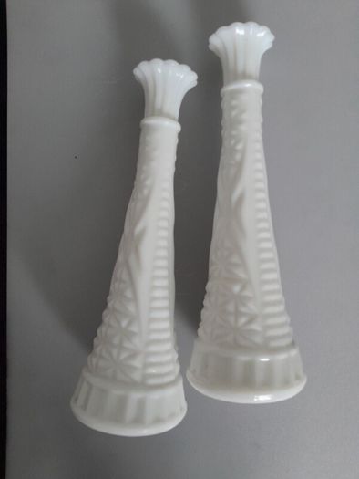 Pair of Vases - Milk Glass