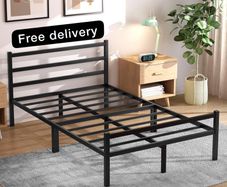 Double Bed Frames with Headboard 4ft6 Black