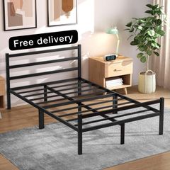 Double Bed Frames with Headboard 4ft6 Black