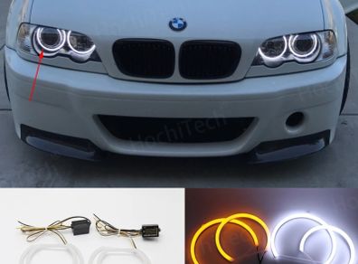 WHITE LED Headlight Halo Angel Demon Eyes Kit angel eyes light for BMW 3 series E46 sedan touring wagon coupe compact 1998-2005