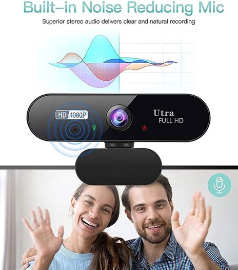 1080P Pro HD Webcam with Stereo Microphone, 110 Degree Wide Angle, Privacy Cover, Tripod, for Conferencing, Live Streaming (FREE SHIPPING)