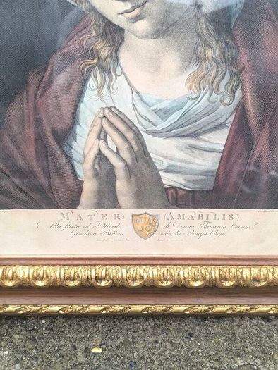Large Antique 1819 Italian Engraving "Mater Amabilis" Sassoferrato (79x69cm)