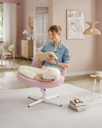 Modern Office Chair  Wide Seat, Cross Base, and Adjustable Height in Grey, Whit