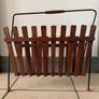 Atomic Teak & Metal Wire Magazine Rack Image 2