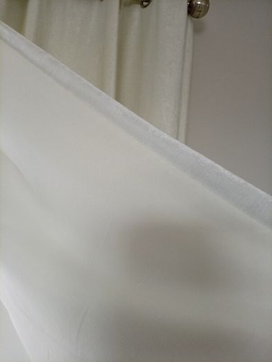curtain white chenille and silver pole