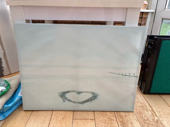 Beautiful Driftwood Beach Heart Canvas Wall Art