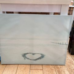 Beautiful Driftwood Beach Heart Canvas Wall Art