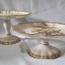 Rare Hand Painted By 'George White' 9 piece set. Antique Victorian Doulton Burslem 9pc Blush Ivory Dessert Service, Gold Gilt Pedestal Compotes & Cabinet Plates 22cm width Image 6