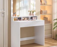 White LED Dressing Table with Mirror, Hollywood Lights