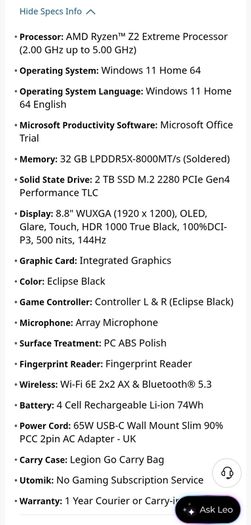 Lenovo Legion Go 2 Z2 Extreme