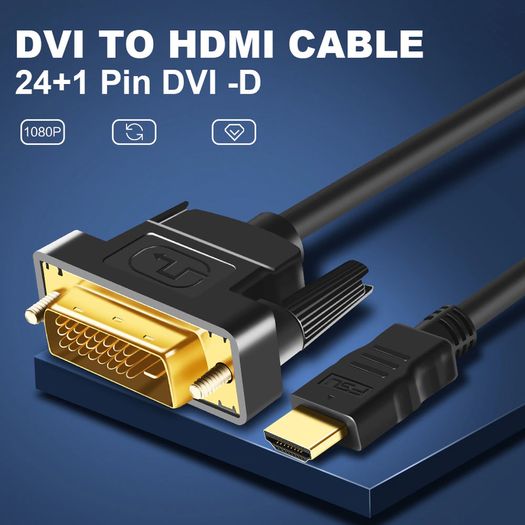 HIPERDEAL 1.8M HDMI (Male) to DVI-D (24+1) Dual Link (Male) 1080P 3D Gold-Plated Cable (Brand New/Warranty)