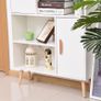 Sideboard Bookshelf Free Standing Bookcase Shelves Unit Display Storage Cabinet w/ Adjustable Shelves, Wooden Leg, Two Doors, White Image 4