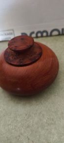 Vintage Burl Wood Round Lidded Container