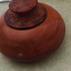 Vintage Burl Wood Round Lidded Container