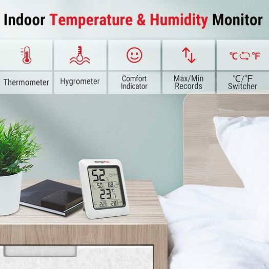 Thermo-Hygrometer Indoor Room Thermometer with Recording and Climate Indicator for Room, Climate Control Monitor
