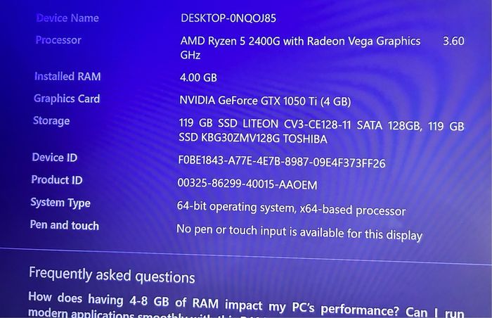 Asus Gaming PC GTX 1050 Ti OC 4GB with keyboard and mouse