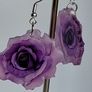 Hybrid Tea Deep Purple Rose Earrings Image 10