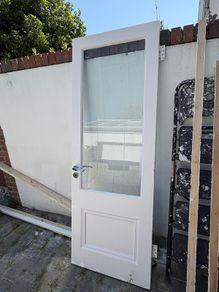 Interior doors x2 with glass panes and hinges