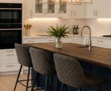 Polished Chrome & Glass 3-Light Box Pendant Fitting / Island Light
