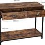 _Industrial Design Console Table, Hallway Table with 2 Drawers and Shelf, Sideboard with Sturdy Metal Frame, Living Room, Hallway, Lobby, Wood Look, Vintage Image 4