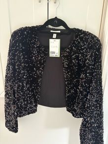 Black sequin short jacket H+M