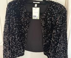 Black sequin short jacket H+M
