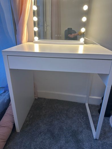 Ikea Micke dressing table with LED mirror and drawer organiser