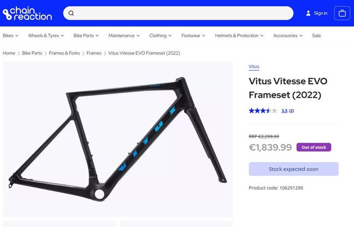 Vitus Vitesse EVO Frameset - size XXL (NEW)