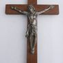 Vintage Wall Hanging Crucifix Wood Cross Heavy Metal Jesus length 12" Image 7