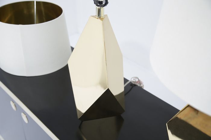 Pair of Modern Brass Origami Mid-century Style Table Lamps, USA