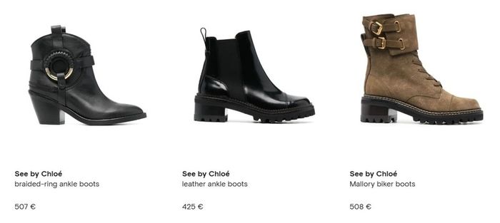 SEE by Chloe black leather hi-shine ankle boots Sz 40 (fit 7-7.5UK) - Rrp 495 (New)