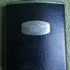 Vintage Black Leather Hip Flask