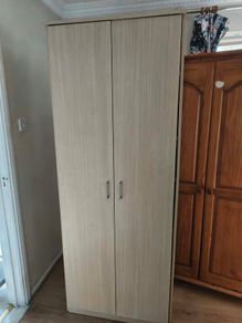 Modern Light Oak Tall Wardrobe / Shelving Unit (Free)