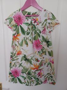 Next Girls Floral Shift Dress 100 % Cotton Age 8