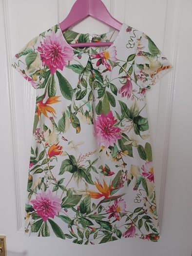 Next Girls Floral Shift Dress 100 % Cotton Age 8