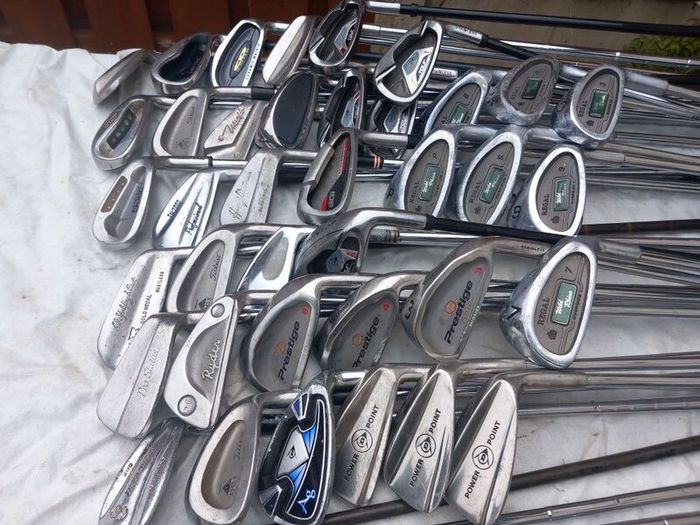 A selection of Golf clubs. Right handed clubs