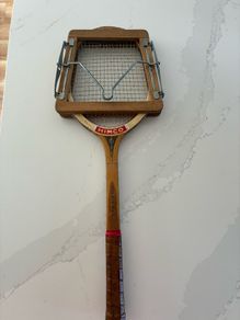 Vintage HIMCO Seven Star Model Wooden Tennis Racket with Original Wooden Press - 1960s/70s