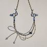 Handmade Beaded Necklace Blue Gold Bow Fairycore Coquette Y2K Image 2