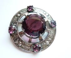 Huge vintage silver tone Scottish Celtic brooch