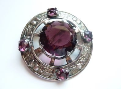 Huge vintage silver tone Scottish Celtic brooch