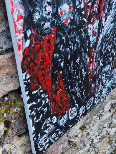 Original Acrylic Painting  Black Star  Handmade original artwork on canvas.