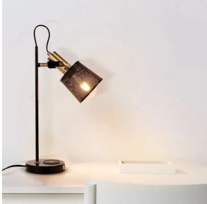 Modern vintage USB charging desk lamp metal mesh cover adjustable table light living room bedroom work study office