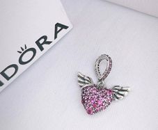 Pandora Pave Angel Heart With Wings Charm