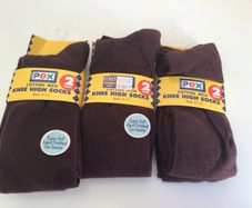 Brand New 3 Packs of cotton rich girls Brown knee high socks 7-11